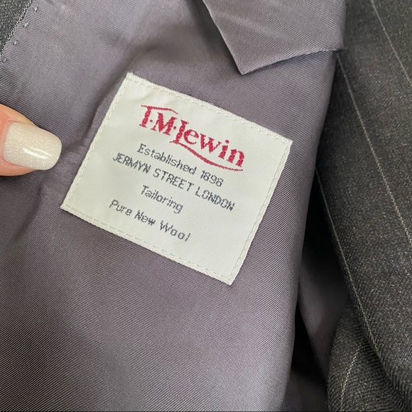 MENS T.M.LEWIN GREY PINSTRIPE 2PC SUIT SET SIZE 42 R - Picture 13 of 13